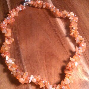 Carnelian Chips Platinum Bond Necklace (20 Inch)